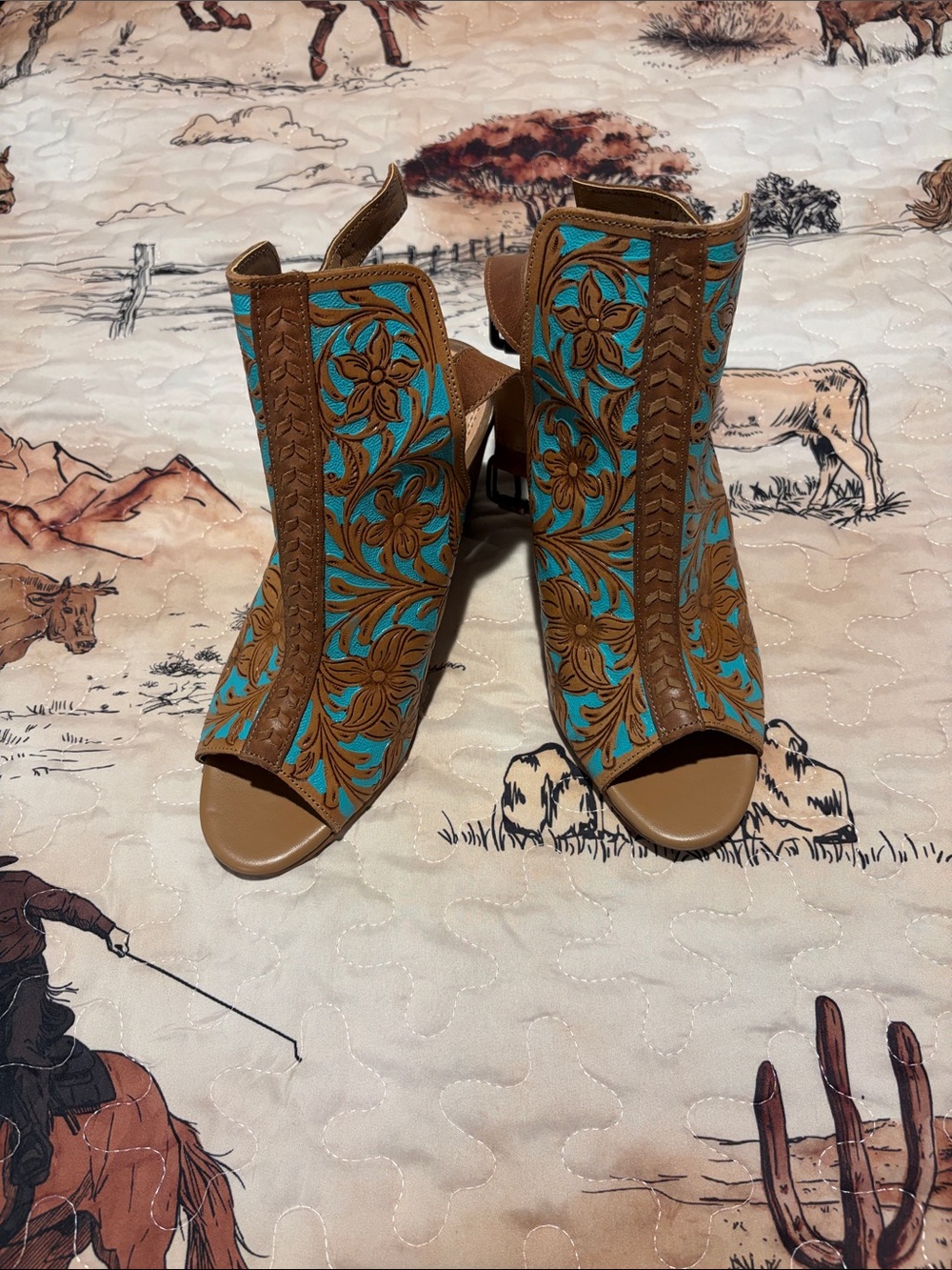 Myra Bag Darington Ranch Heels hand-tooled leather size 9 - Picture 5 of 10